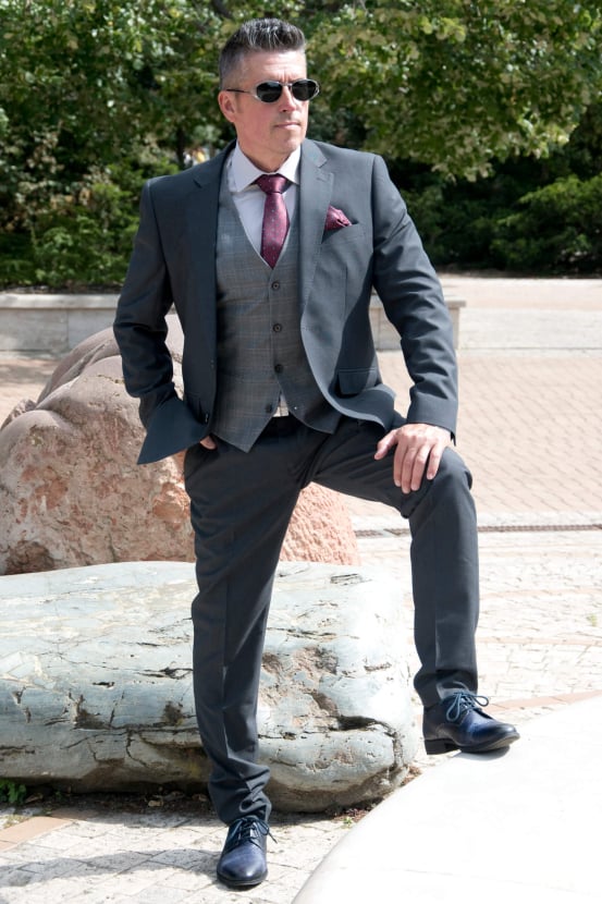 Férfi öltöny mellény szett