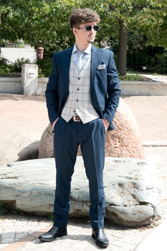 Férfi öltöny mellény szett